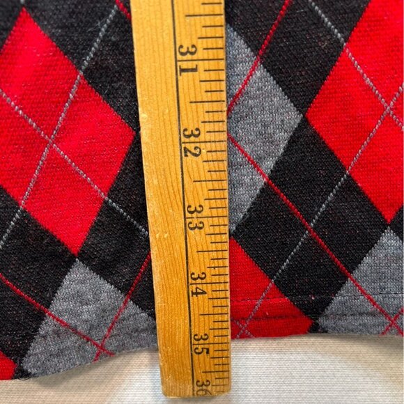 Kristin Nicole Womens A-Line Midi Skirt Large Red Argyle Knit Retro Classic Y2K - Picture 8 of 11